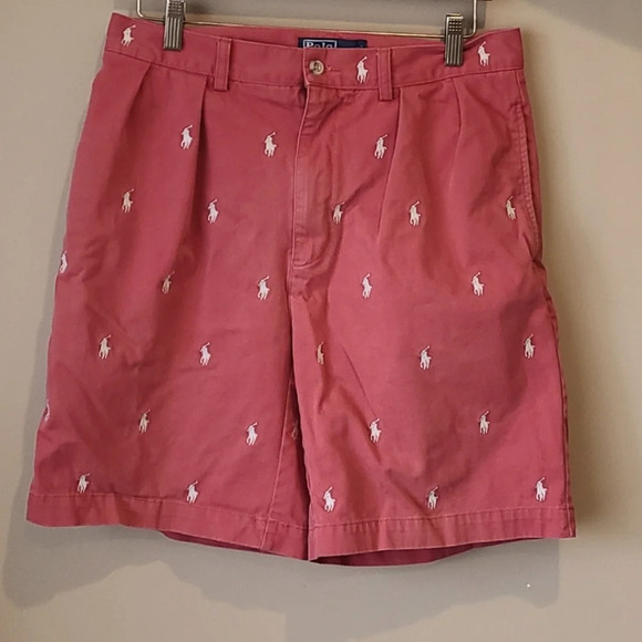 Polo Ralph Lauren Mens Red Tyler Shorts Sz.31 embroidered ponies - Picture 1 of 8